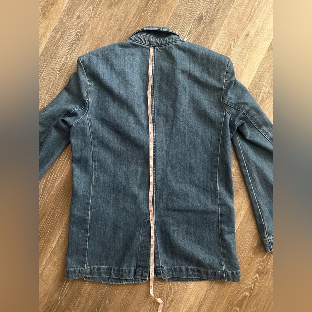PULL & BEAR Denim Button Blazer Jacket $123 SIZE MEDIUM Spain Classic Midweight - Picture 6 of 7